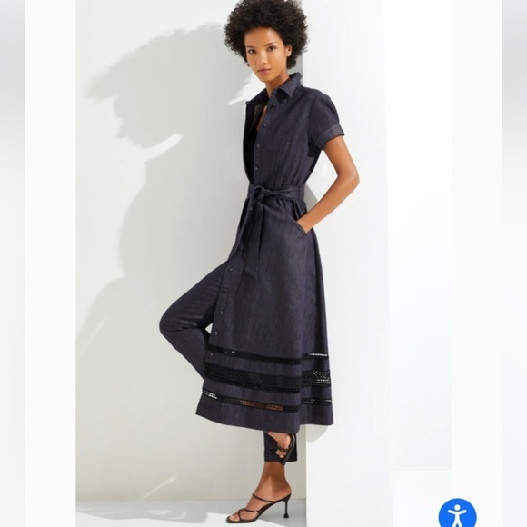 Carlisle Collection NWT Denim Blue Bell Dress Short Sleeve Fit Flare Dress - Picture 13 of 13